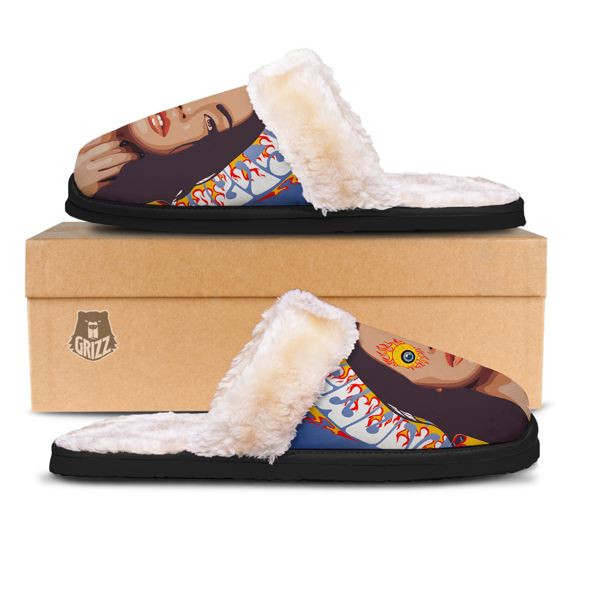 Fire Psychedelic Women Print Slippers-grizzshop