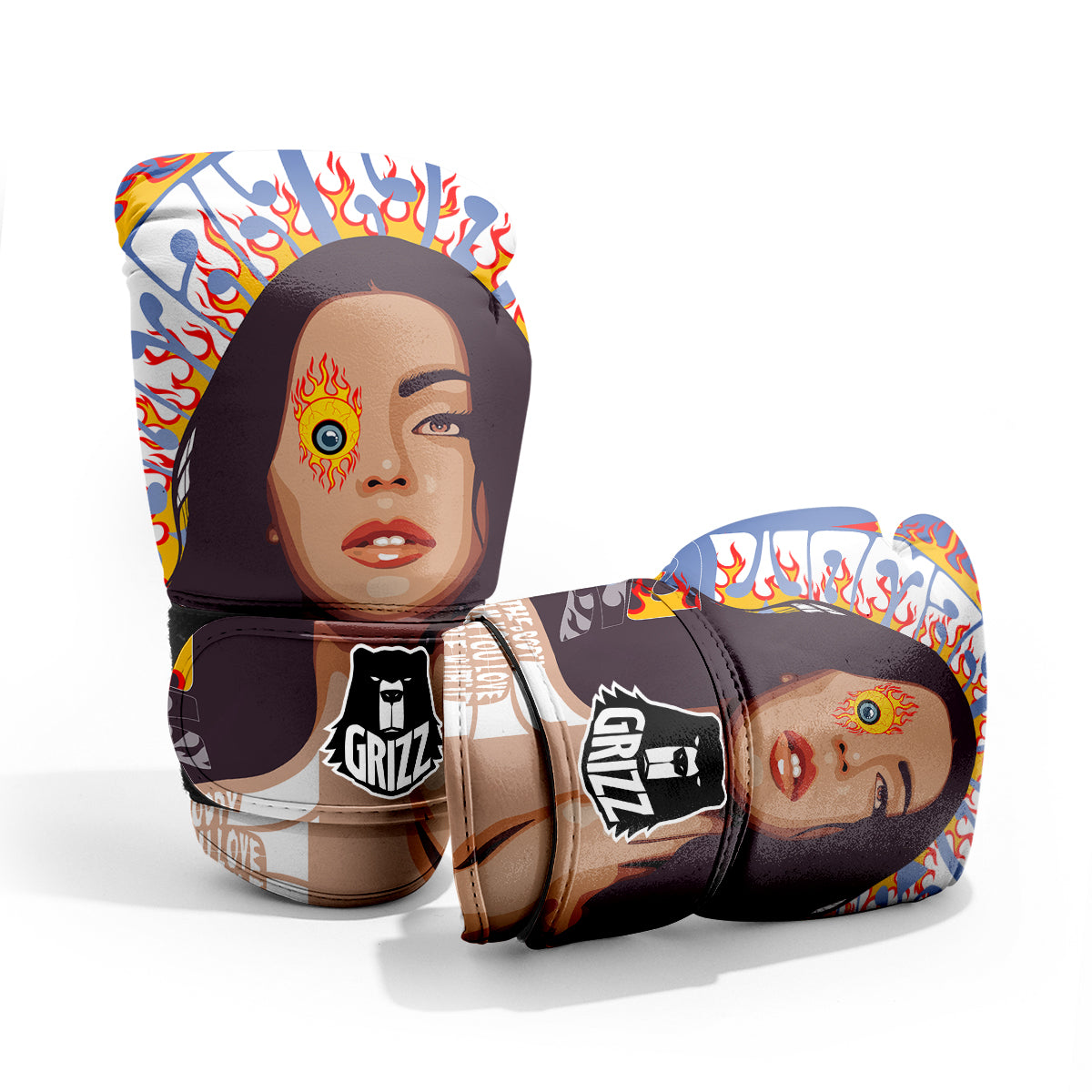 Fire Psychedelic Women Print Pro Boxing Glove
