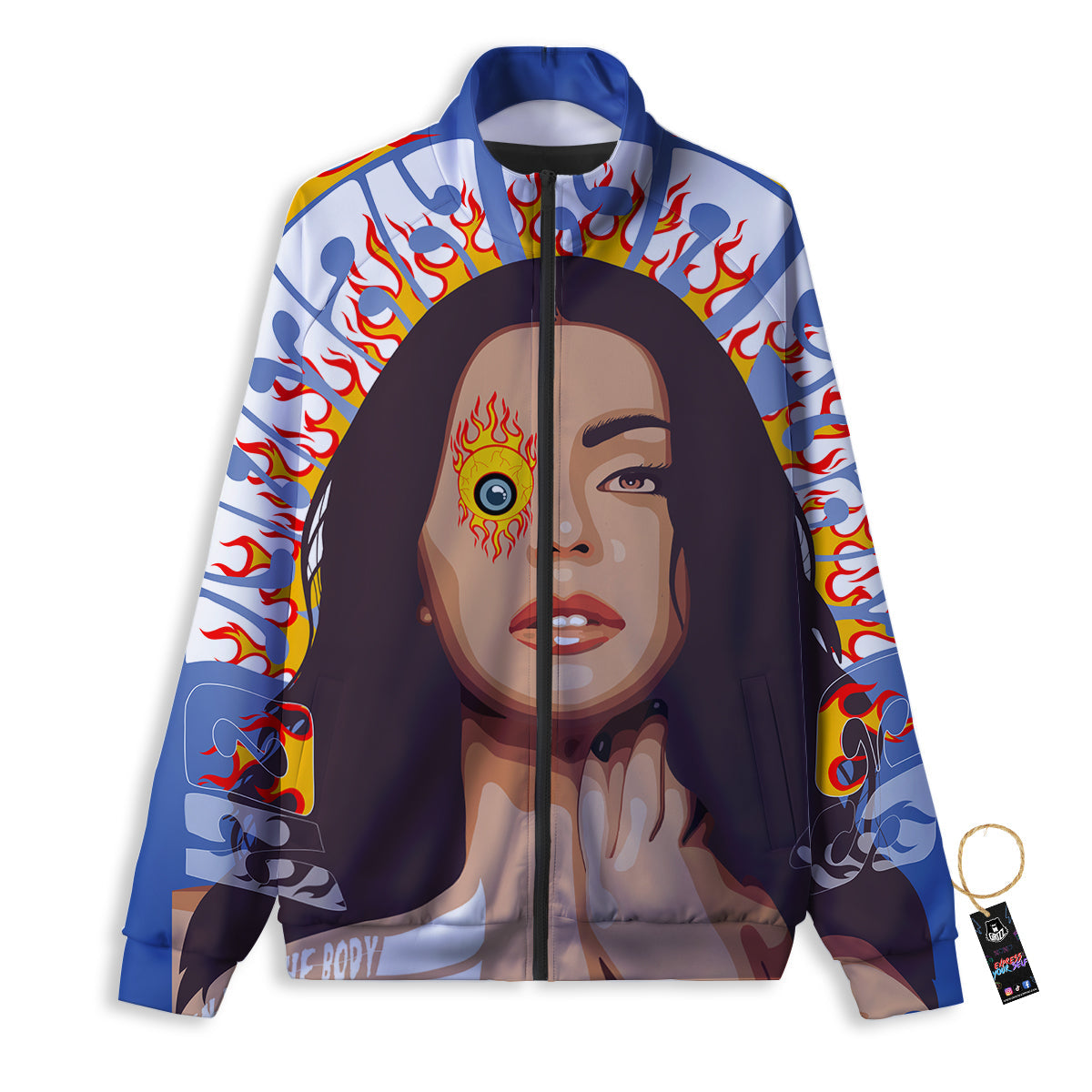 Fire Psychedelic Women Print Track Jacket-grizzshop