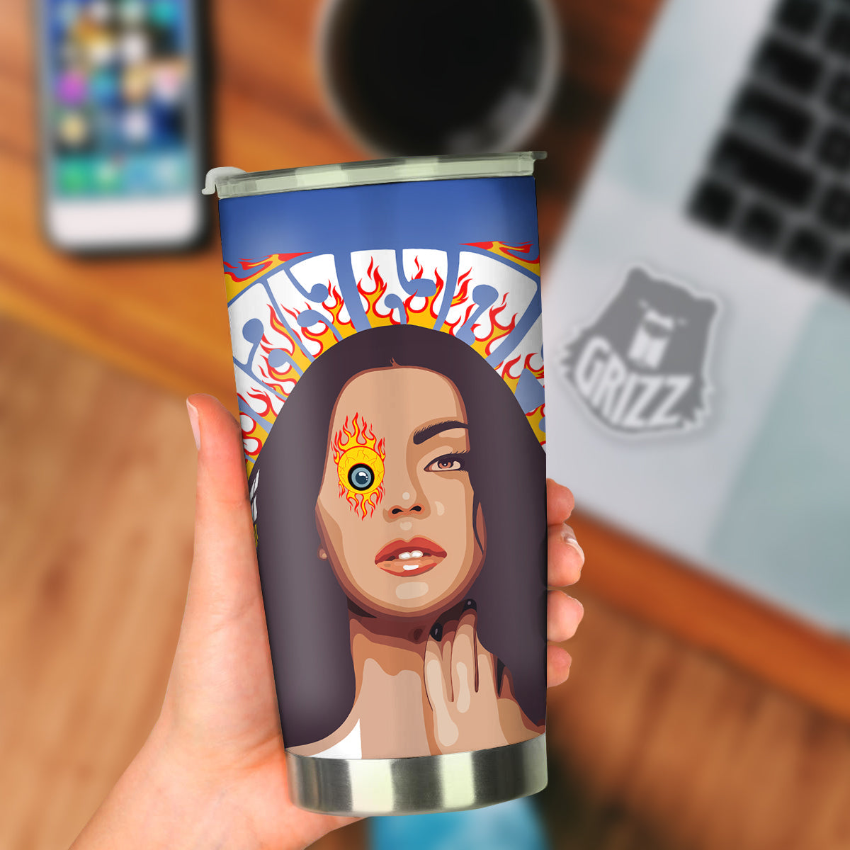 Fire Psychedelic Women Print Tumbler-grizzshop