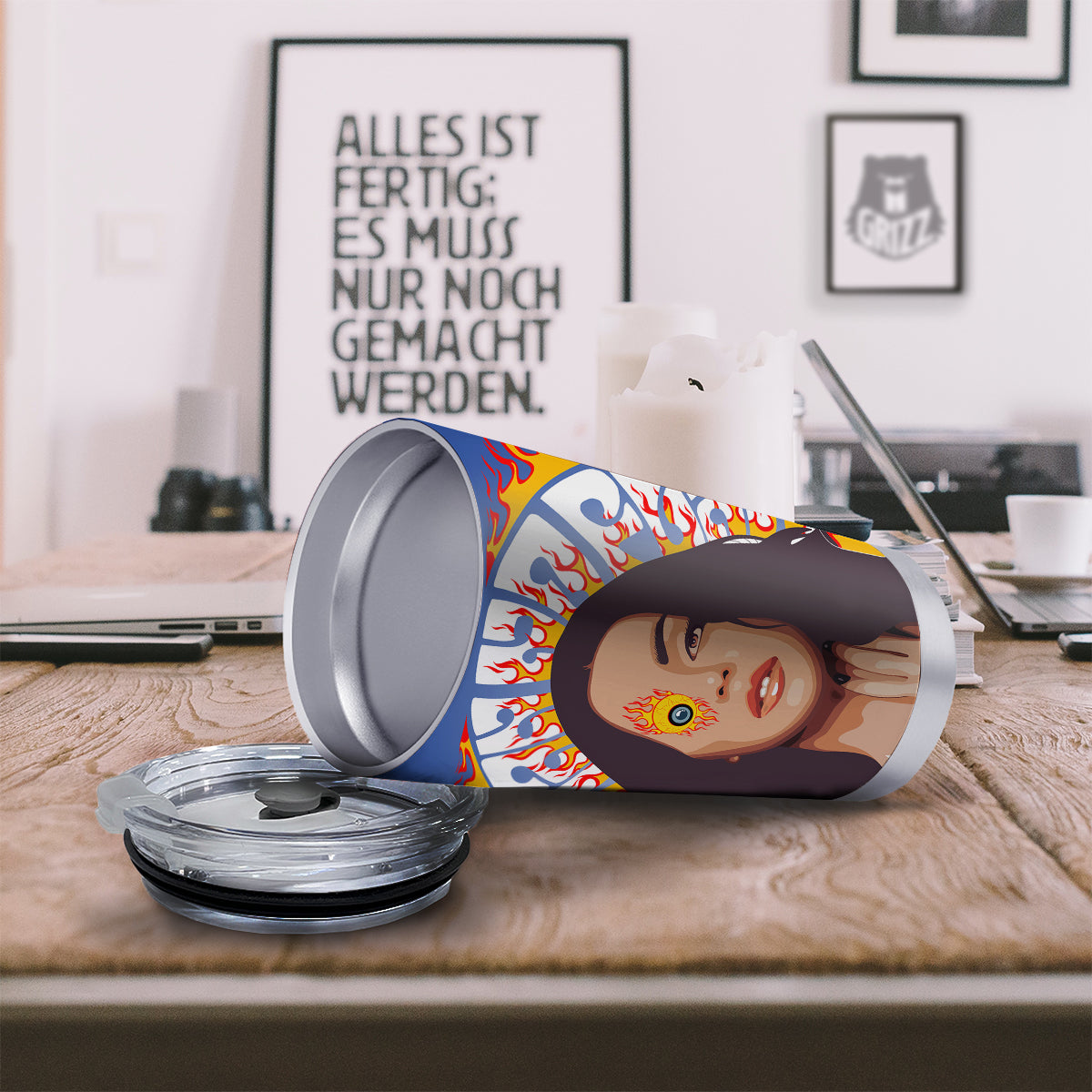 Fire Psychedelic Women Print Tumbler-grizzshop