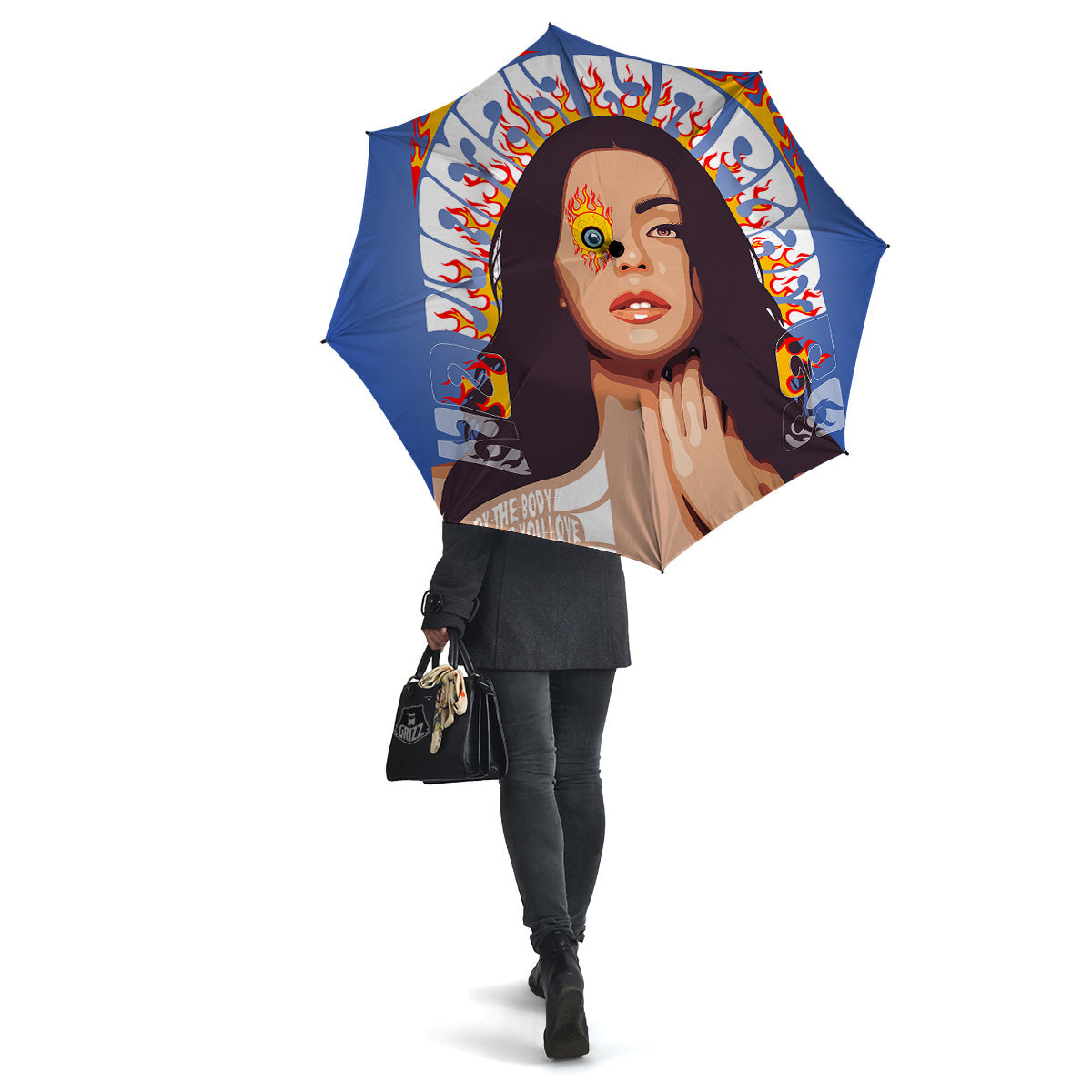Fire Psychedelic Women Print Umbrella-grizzshop