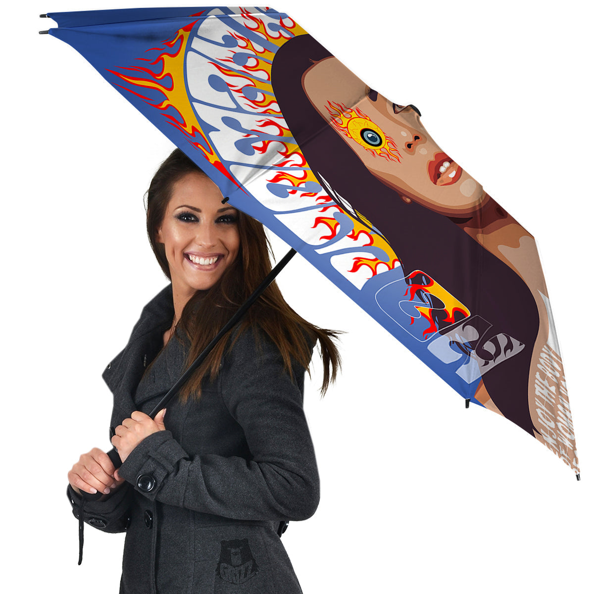 Fire Psychedelic Women Print Umbrella-grizzshop