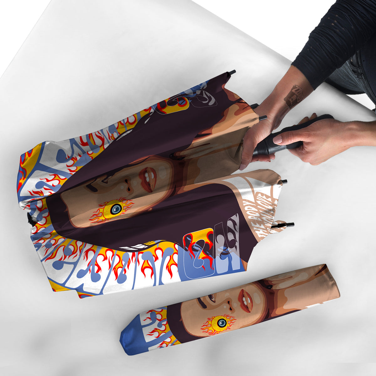 Fire Psychedelic Women Print Umbrella-grizzshop