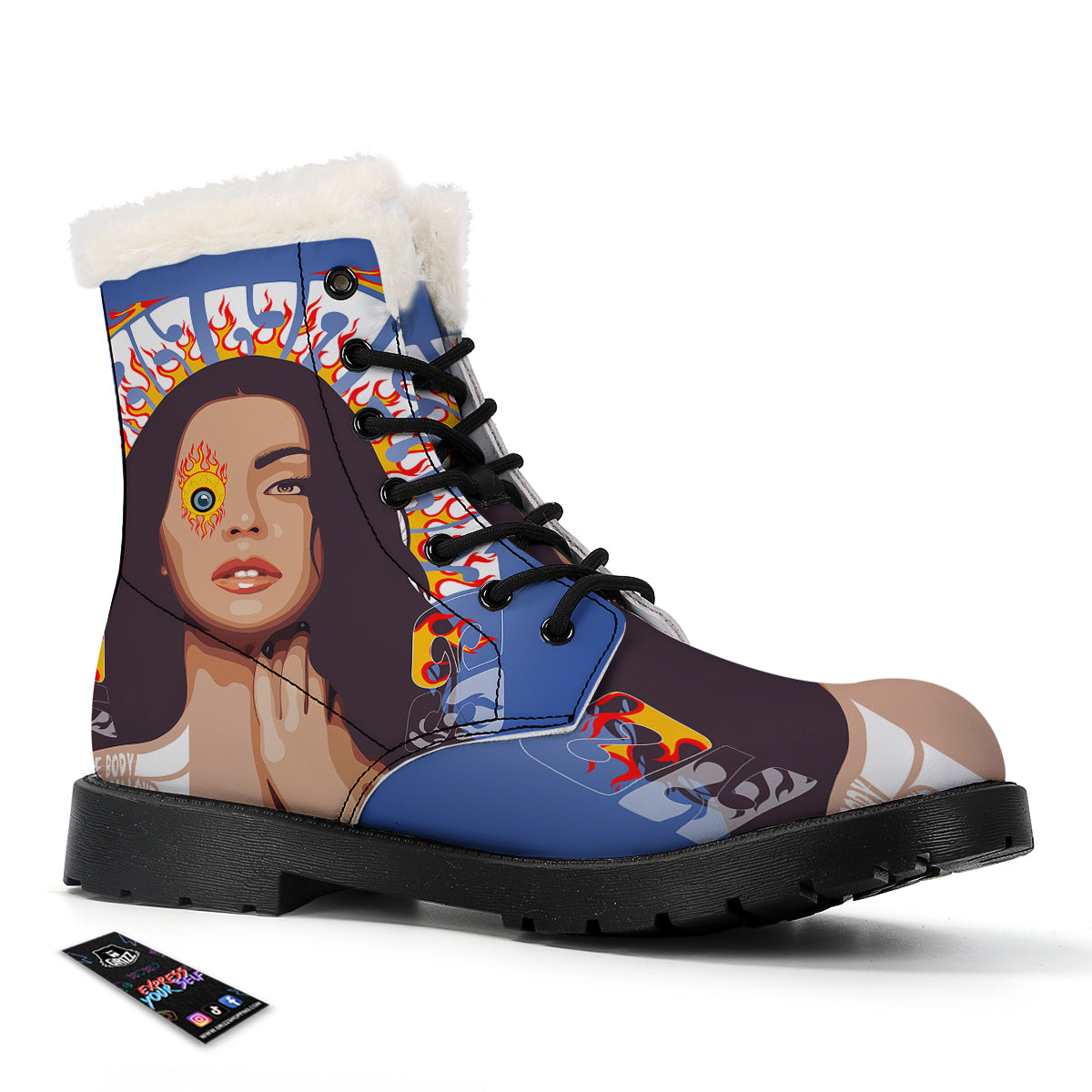 Fire Psychedelic Women Print Winter Boots-grizzshop