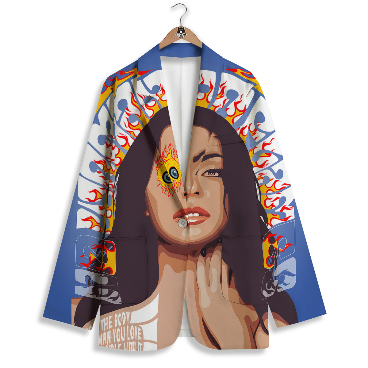 Fire Psychedelic Women Print Women's Blazer-grizzshop