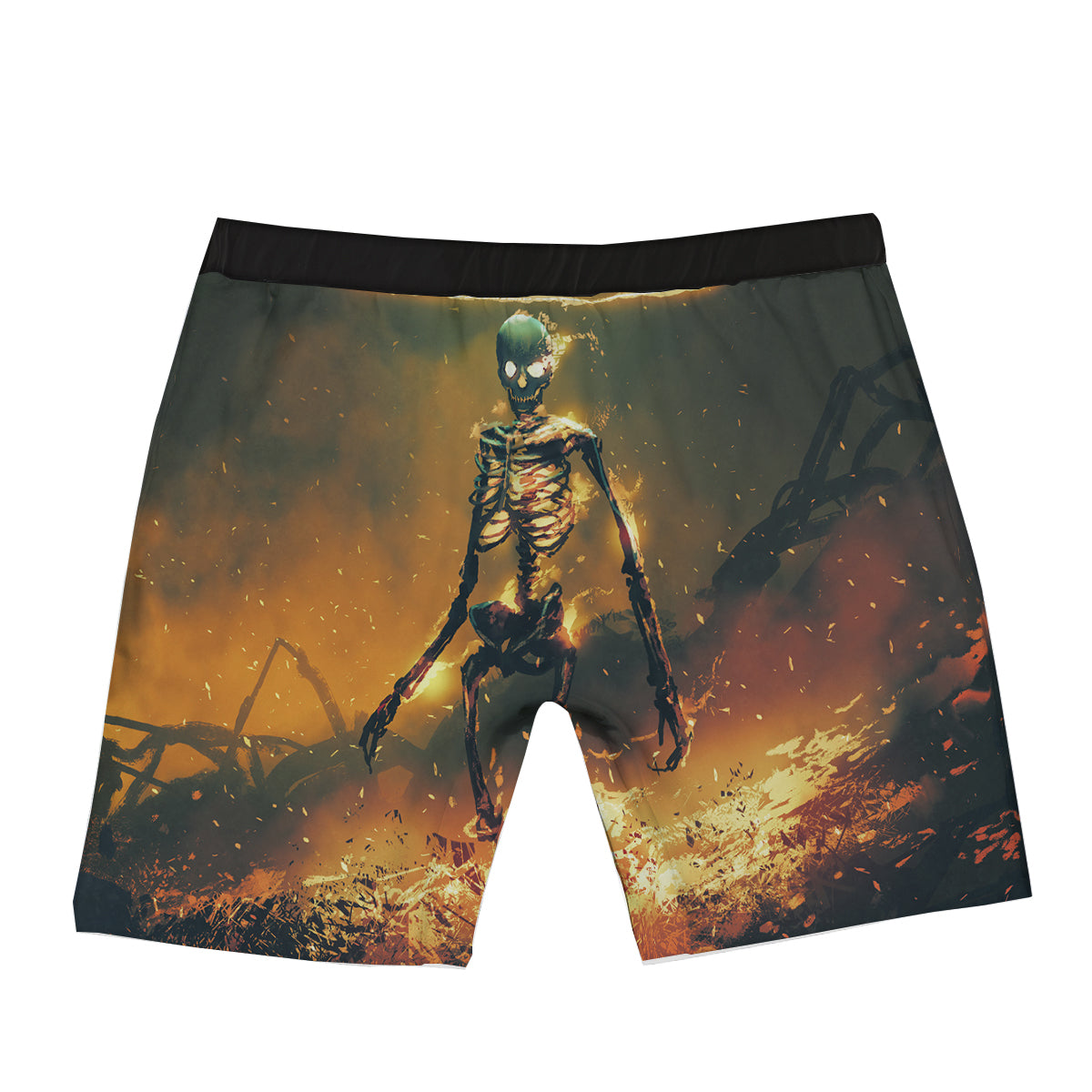 Fire Skeleton Print Boxer Briefs-grizzshop