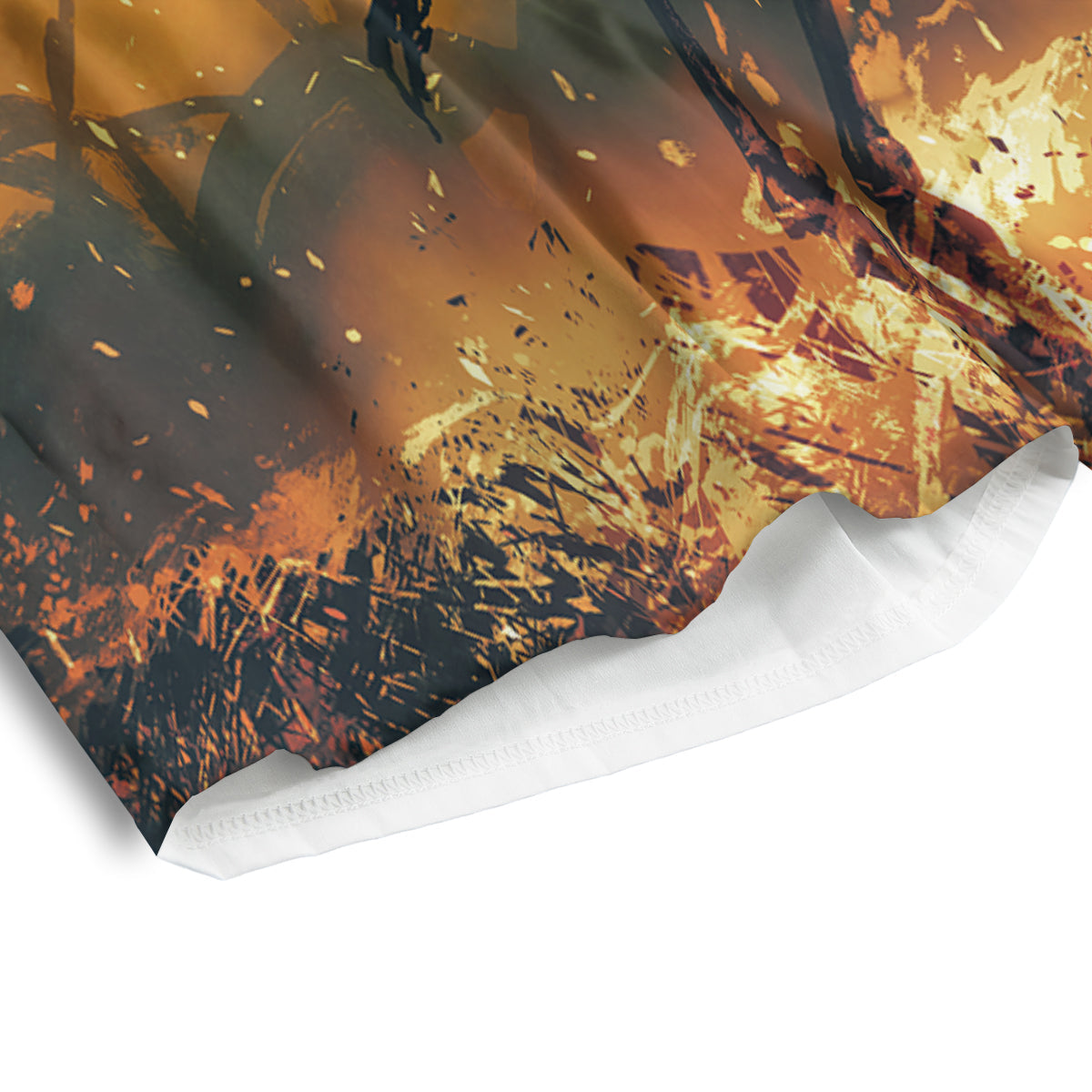Fire Skeleton Print Men's Athletic Shorts