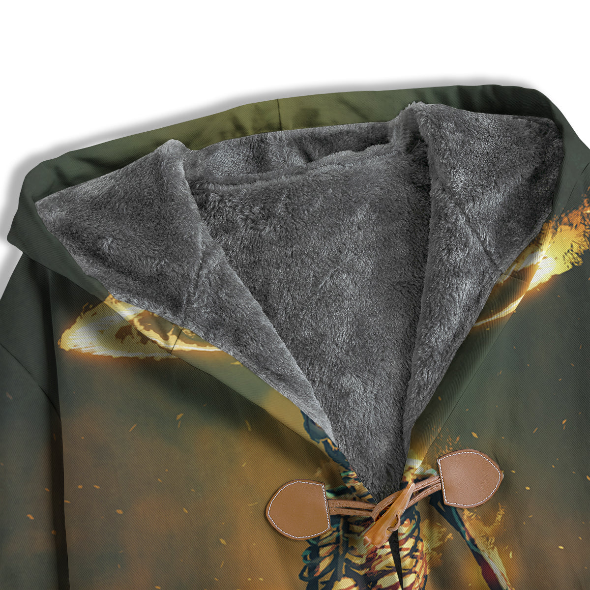 Fire Skeleton Print Men's Windbreaker Jacket-grizzshop