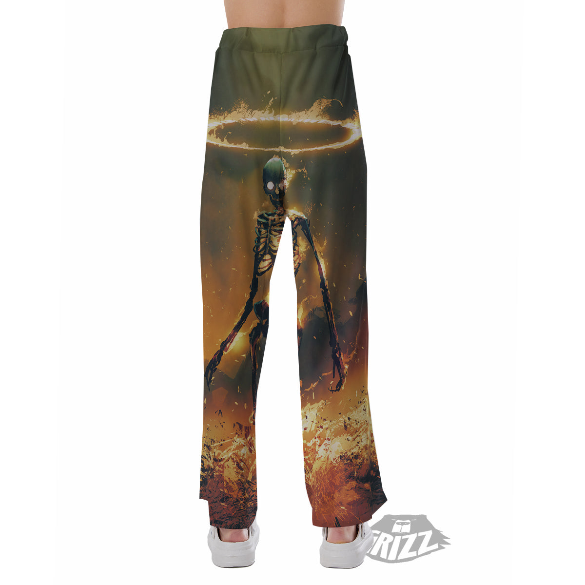 Fire Skeleton Print Pajama Pants-grizzshop
