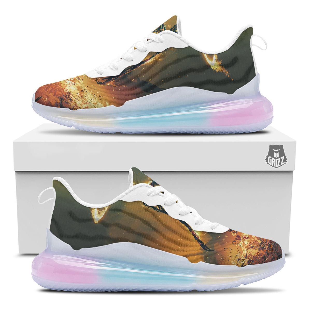 Fire Skeleton Print Running Sneakers-grizzshop