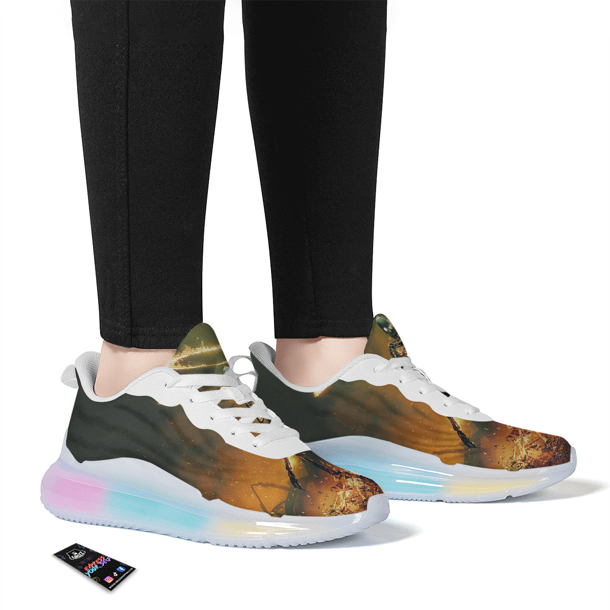 Fire Skeleton Print Running Sneakers-grizzshop