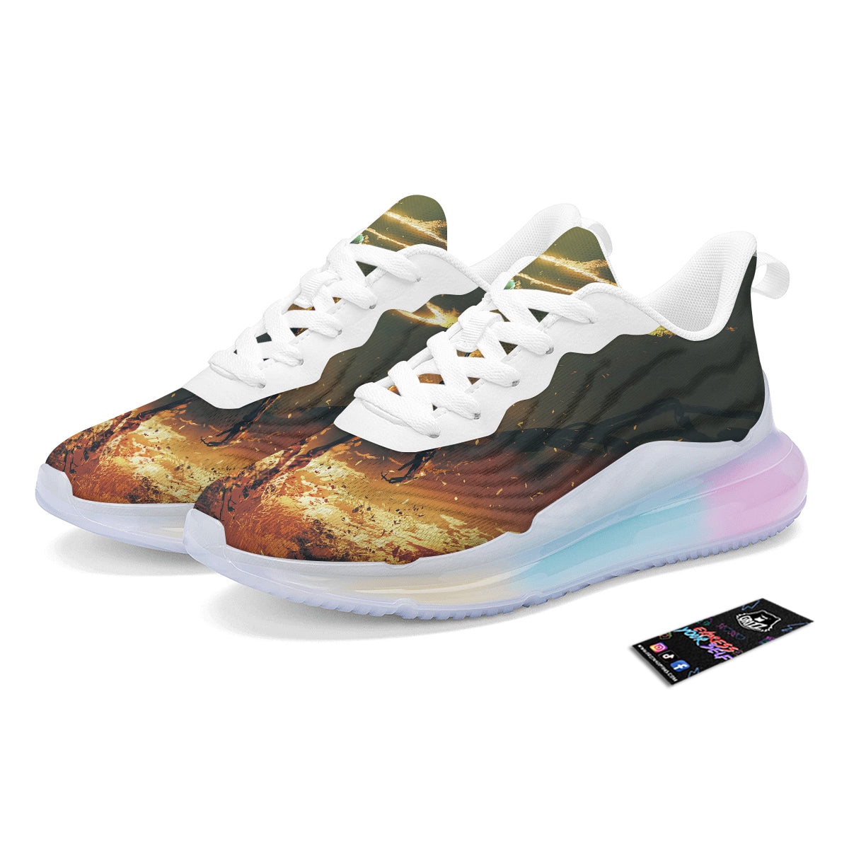Fire Skeleton Print Running Sneakers-grizzshop