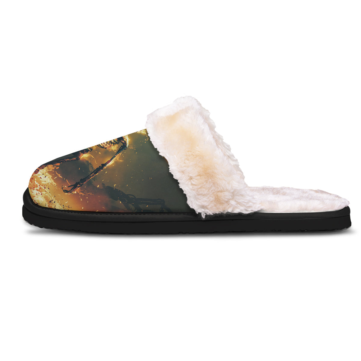 Fire Skeleton Print Slippers-grizzshop