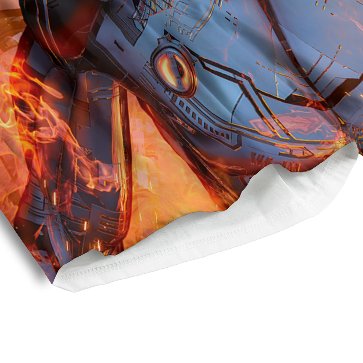 Fire Skeleton Robot Print Men's Athletic Shorts