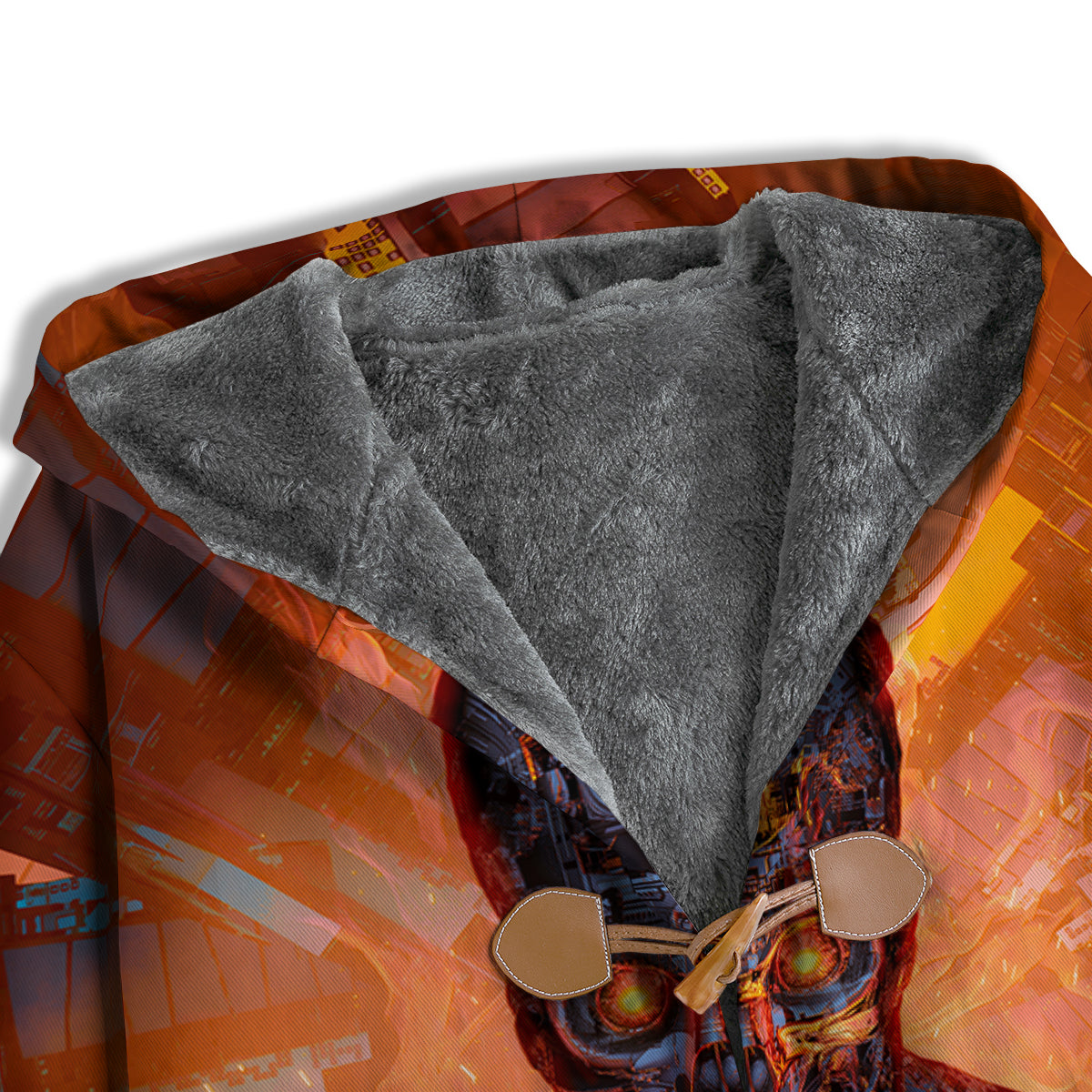 Fire Skeleton Robot Print Men's Windbreaker Jacket-grizzshop