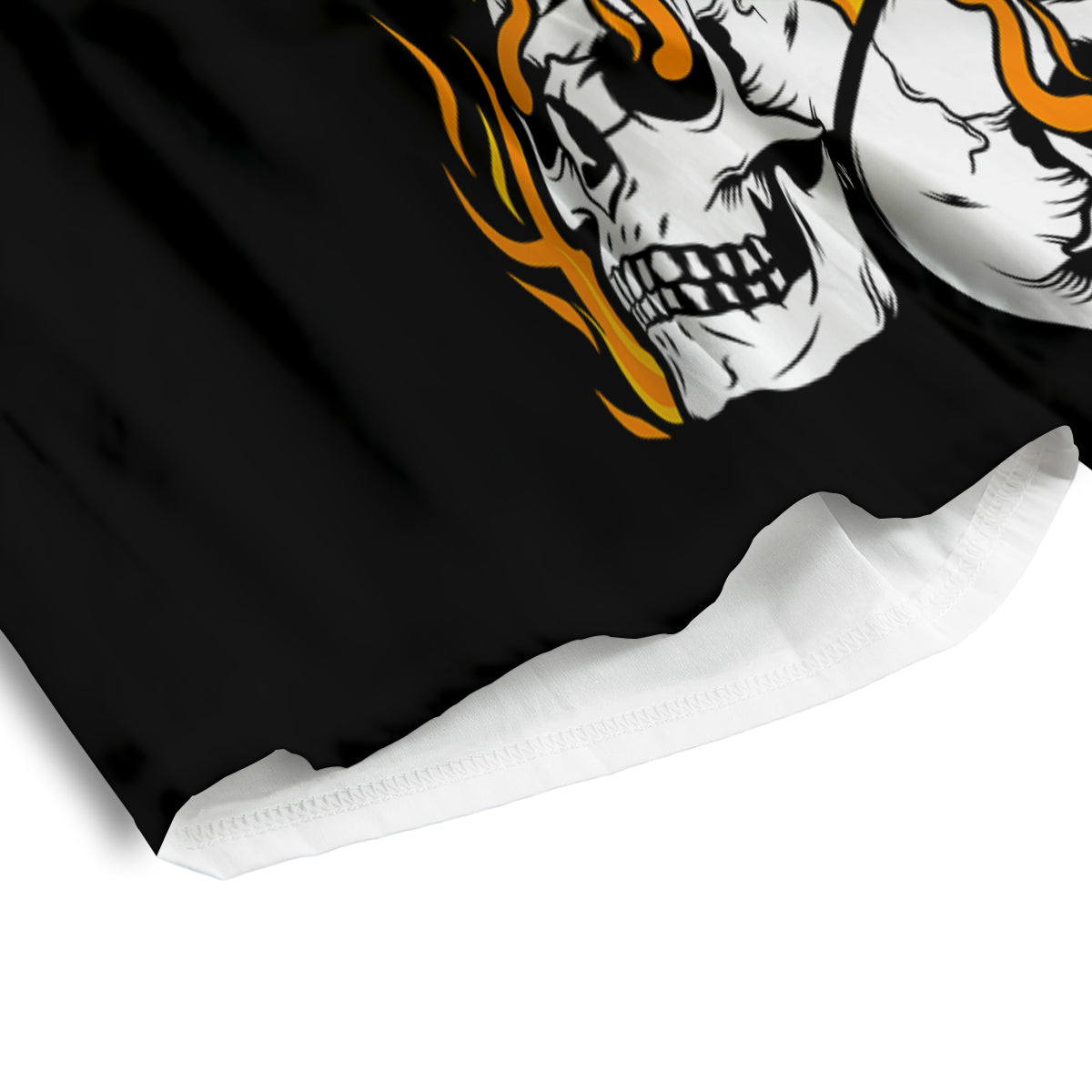 Fire Skull Head Print Men's Athletic Shorts