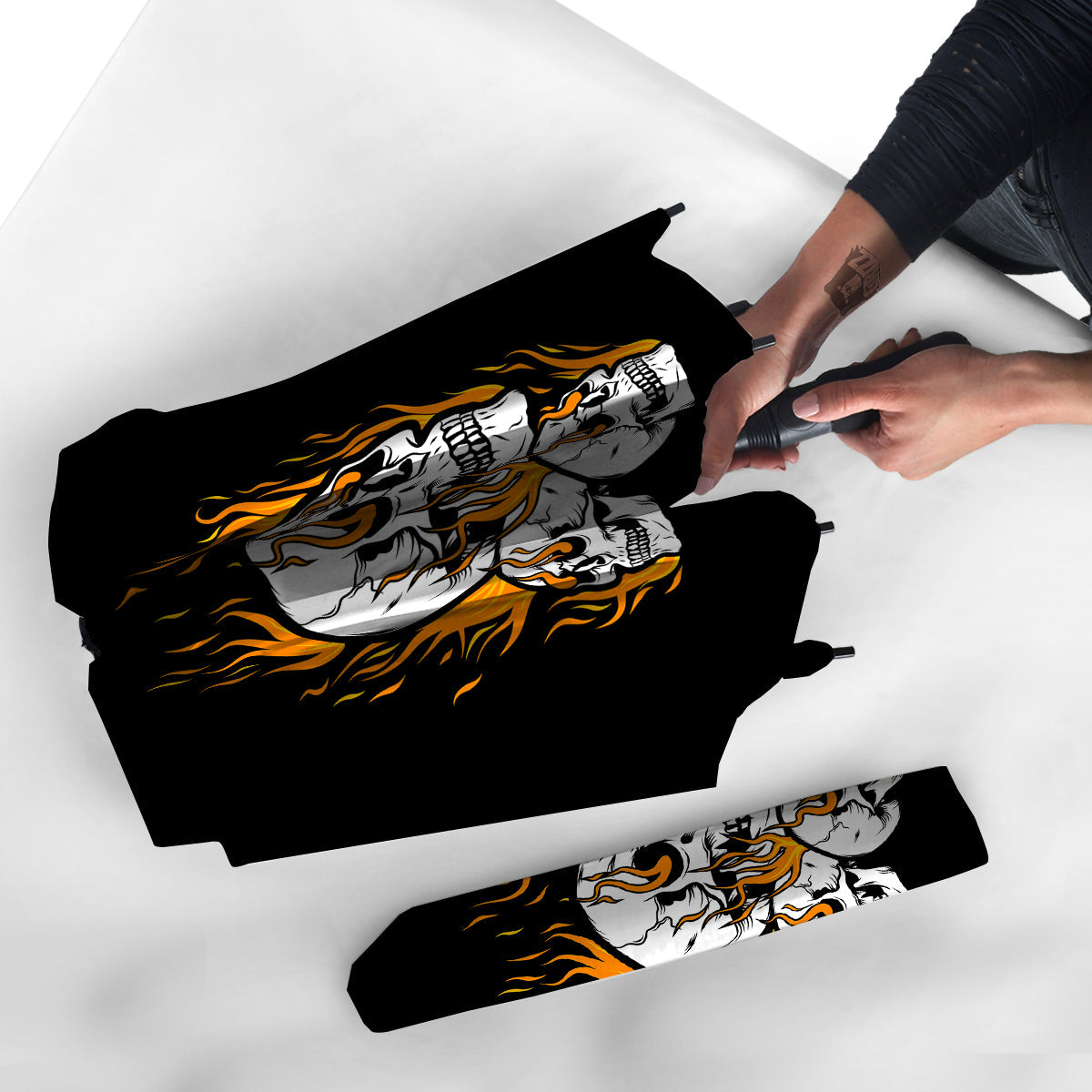 Fire Skull Head Print Umbrella-grizzshop