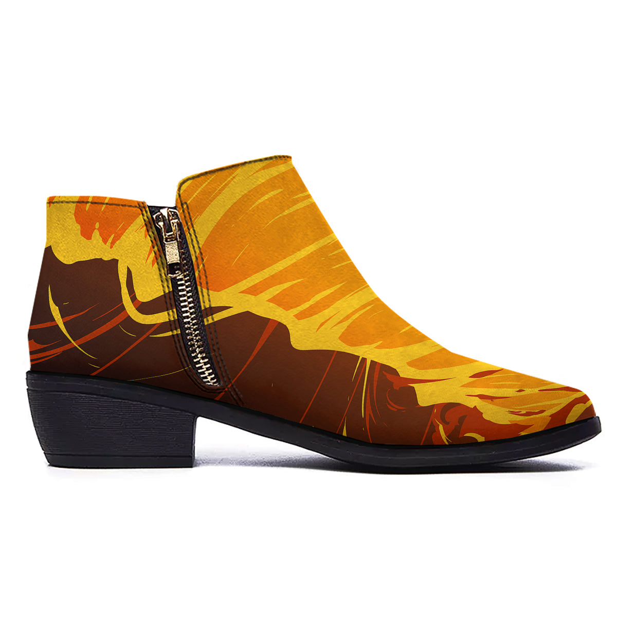 Fire Tornado Print Ankle Boots-grizzshop