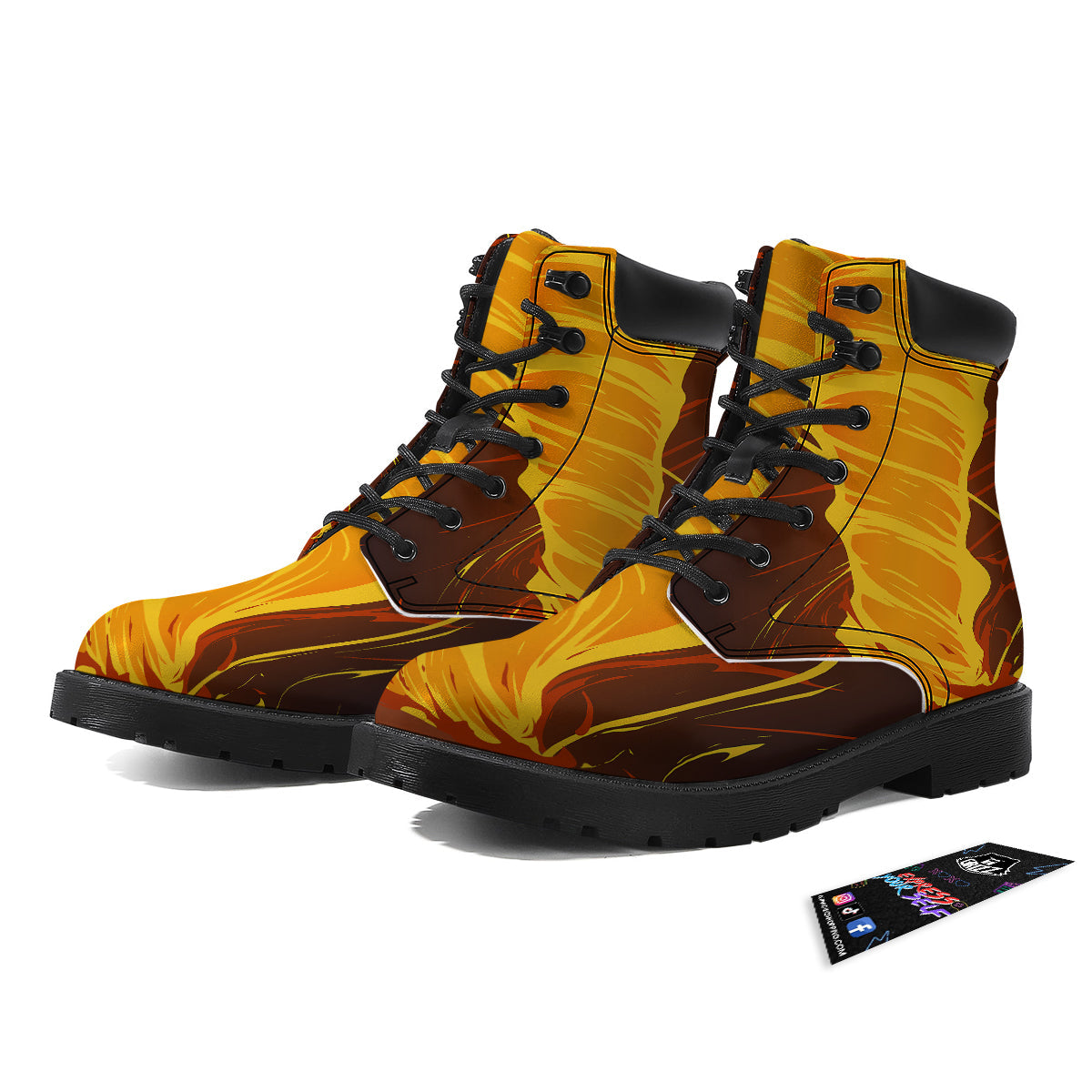 Fire Tornado Print Boots-grizzshop