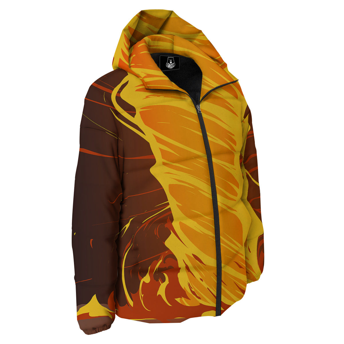 Fire Tornado Print Down Jacket-grizzshop