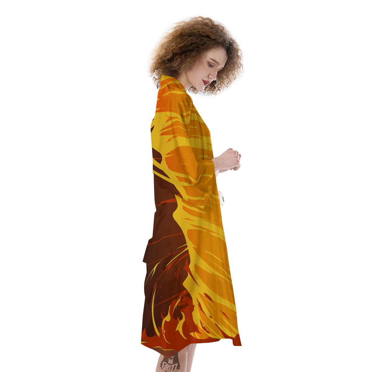 Fire Tornado Print Kimono-grizzshop