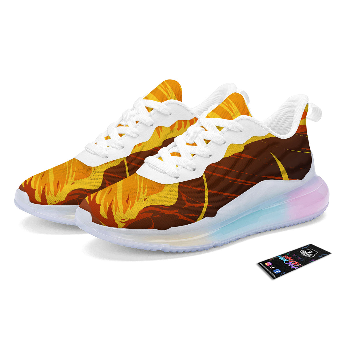 Fire Tornado Print Running Sneakers-grizzshop