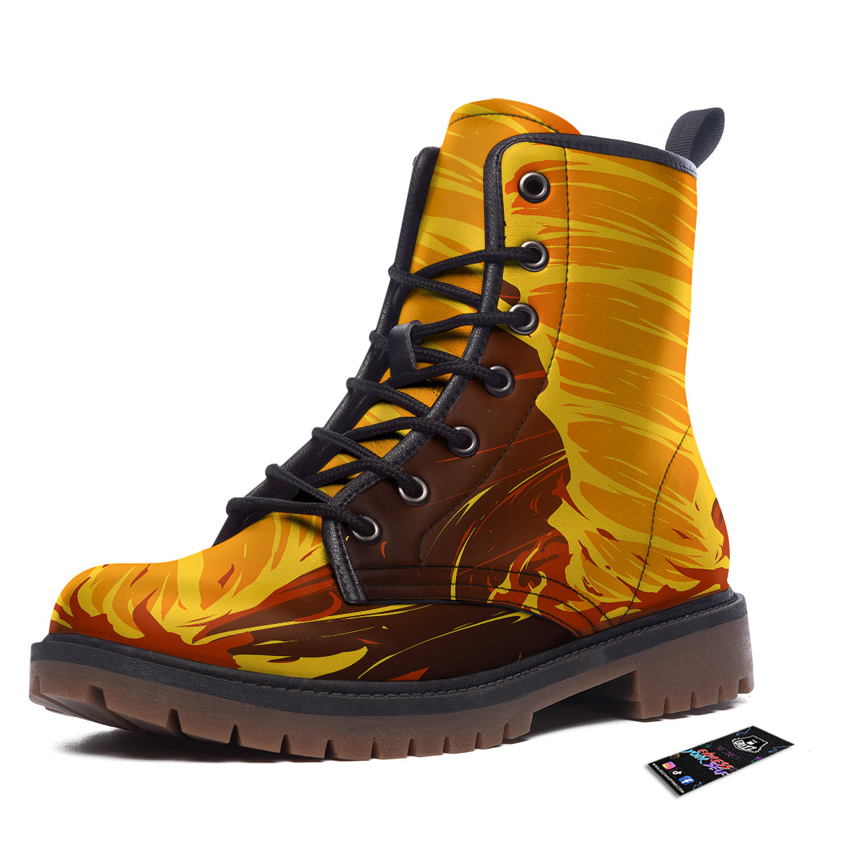 Fire Tornado Print Work Boots-grizzshop