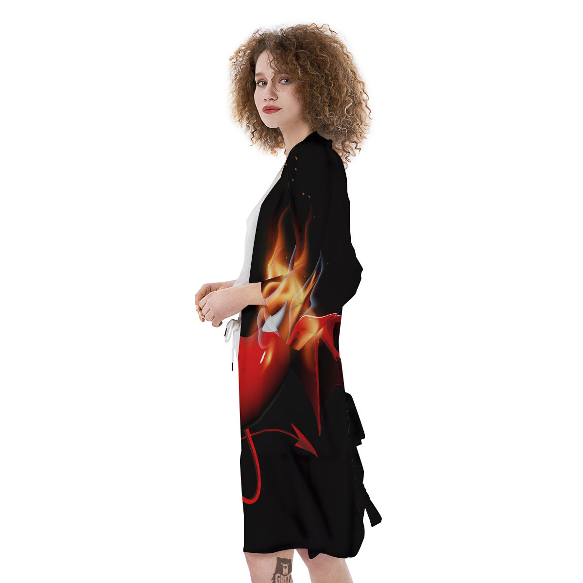 Fire Wings Angel Heart Print Kimono-grizzshop