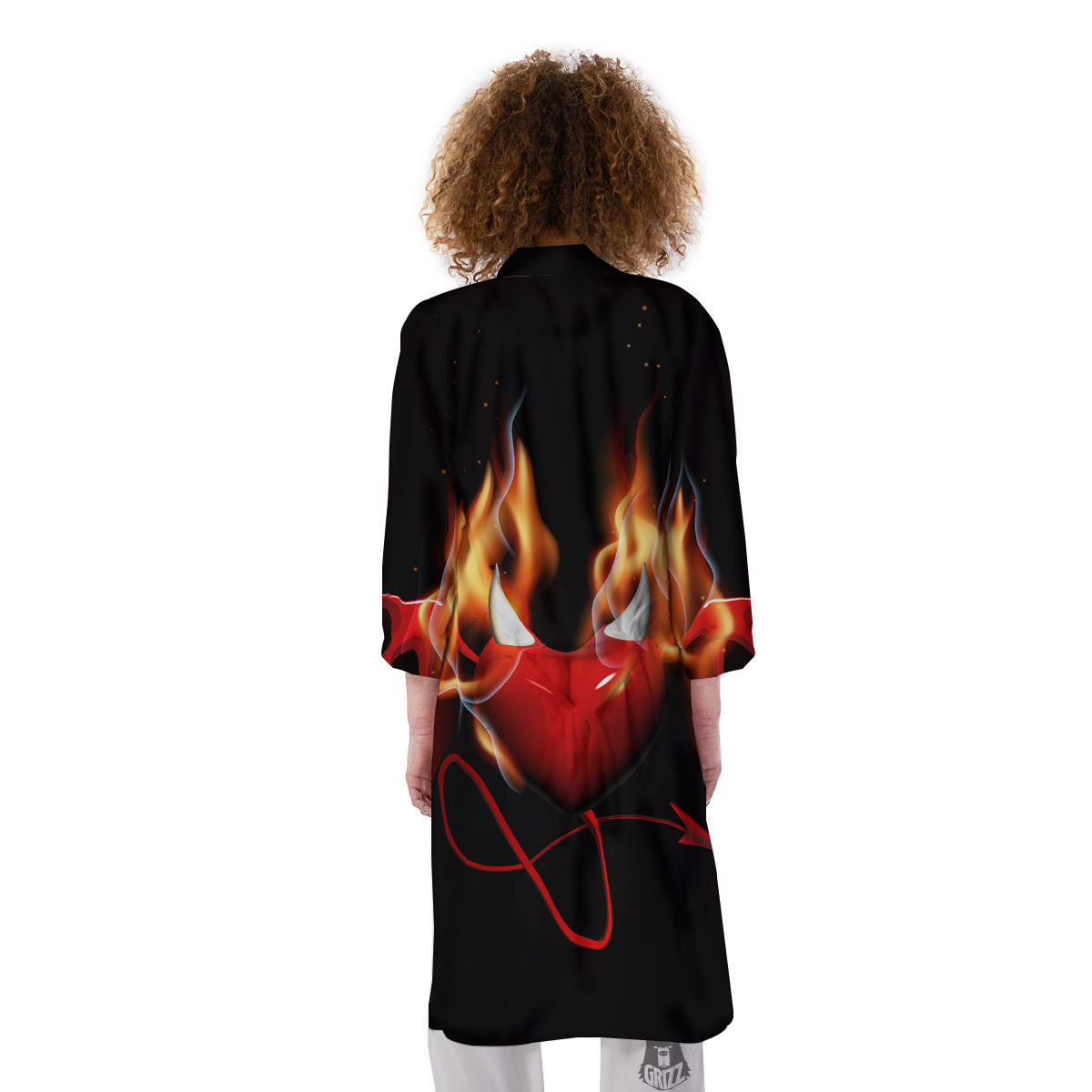 Fire Wings Angel Heart Print Kimono-grizzshop