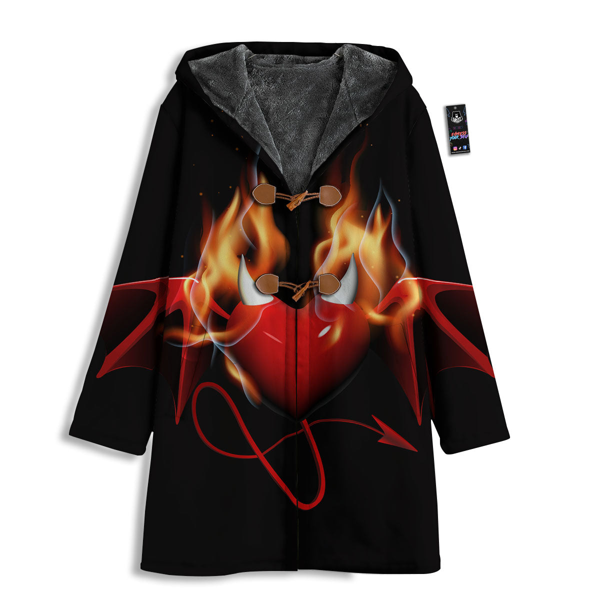 Fire Wings Angel Heart Print Men's Windbreaker Jacket-grizzshop