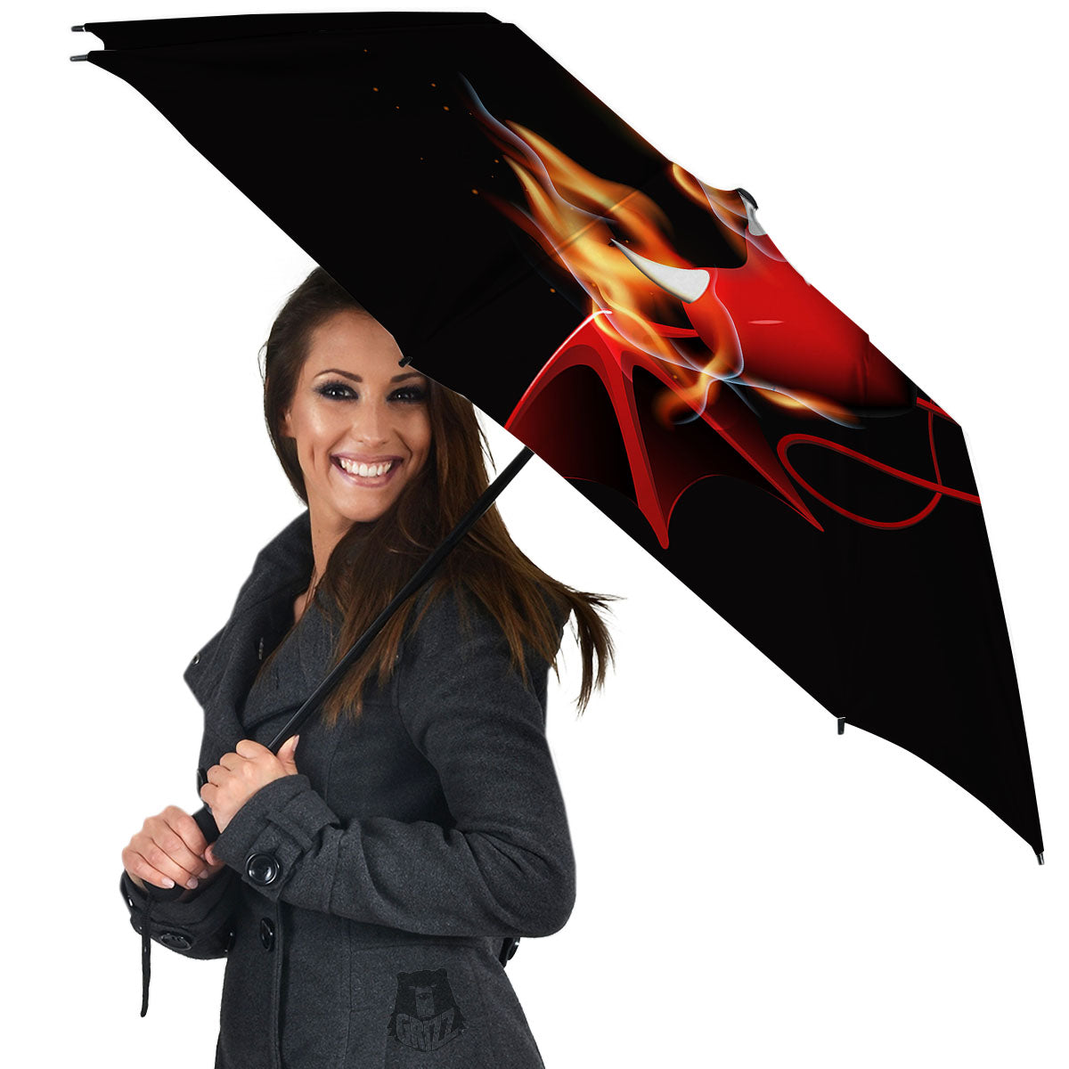 Fire Wings Angel Heart Print Umbrella-grizzshop