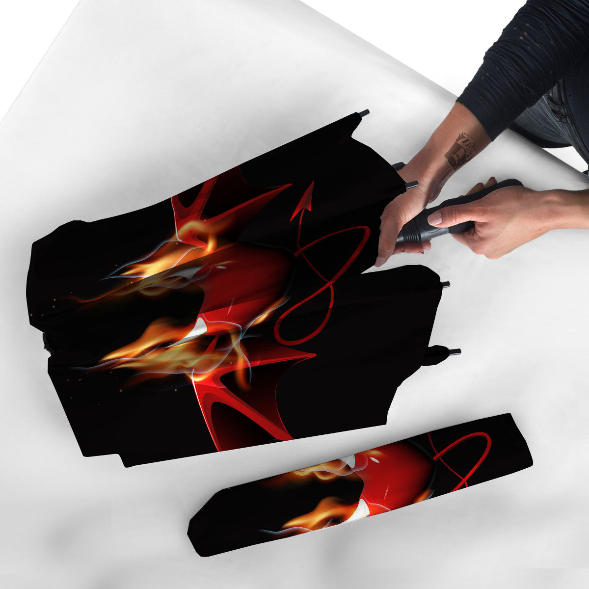 Fire Wings Angel Heart Print Umbrella-grizzshop