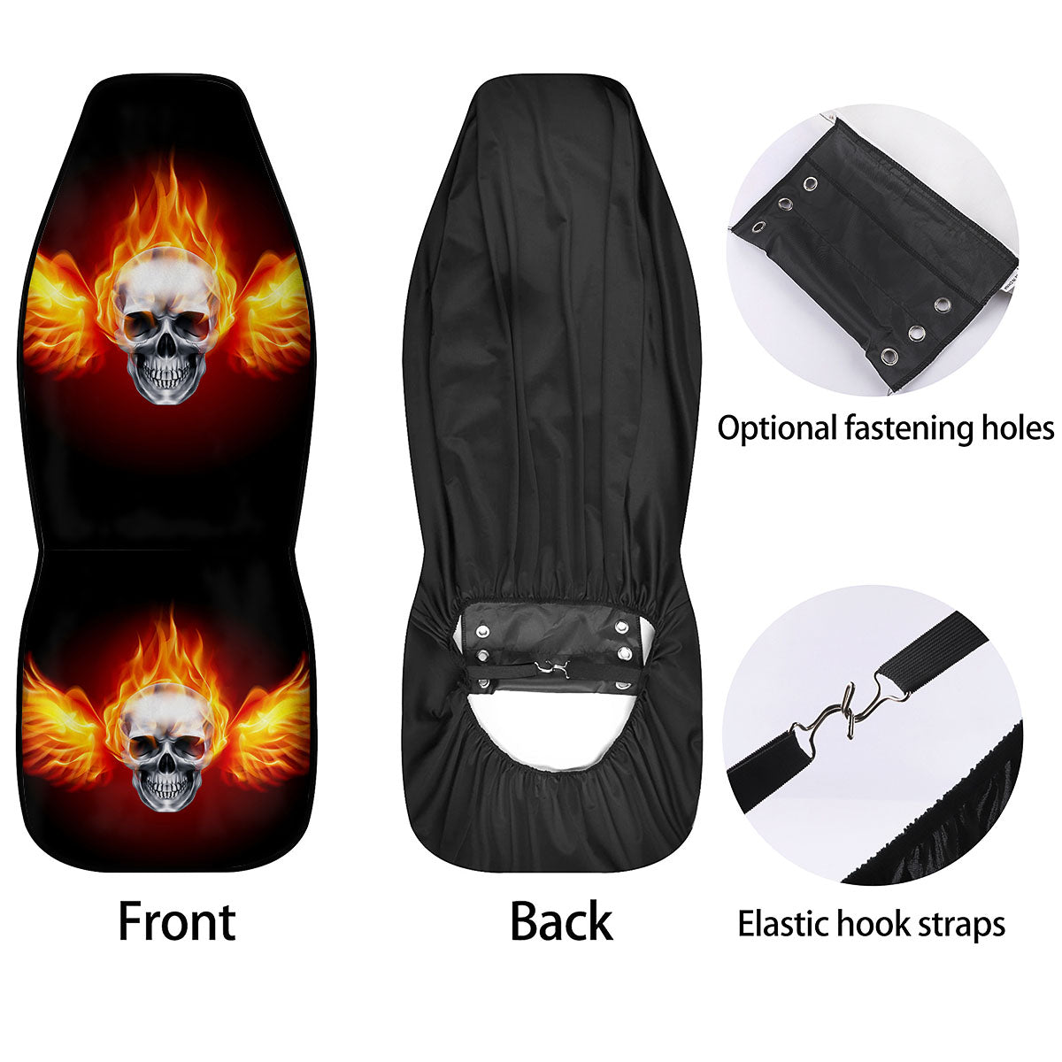 Fire Wings With Flaming Skull Print Car Seat Covers-grizzshop