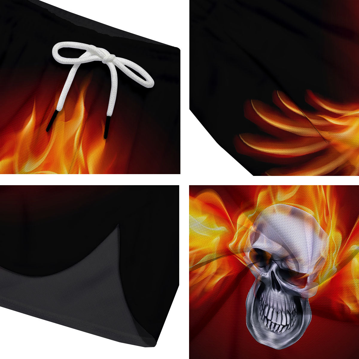 Fire Wings With Flaming Skull Print Men's Running Shorts-grizzshop