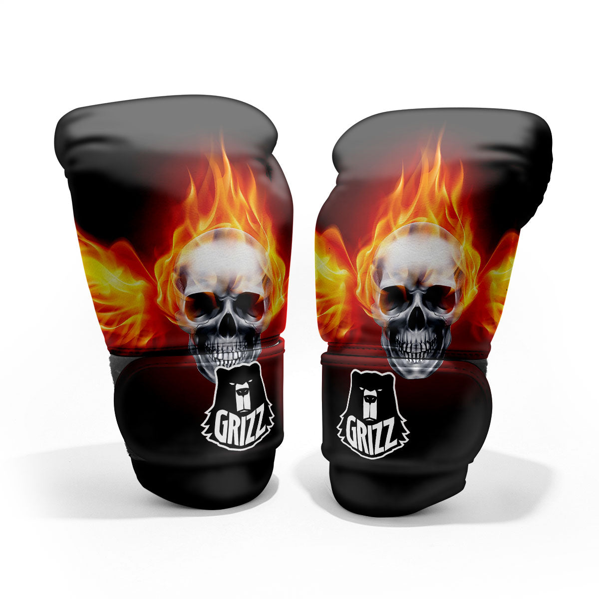 Fire Wings With Flaming Skull Print Pro Boxing Glove