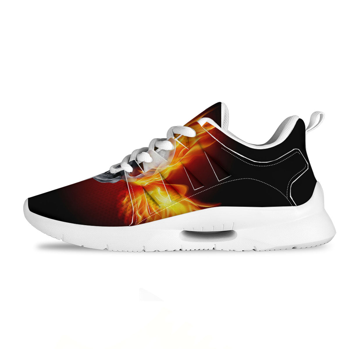 Fire Wings With Flaming Skull Print Tennis Shoes-grizzshop