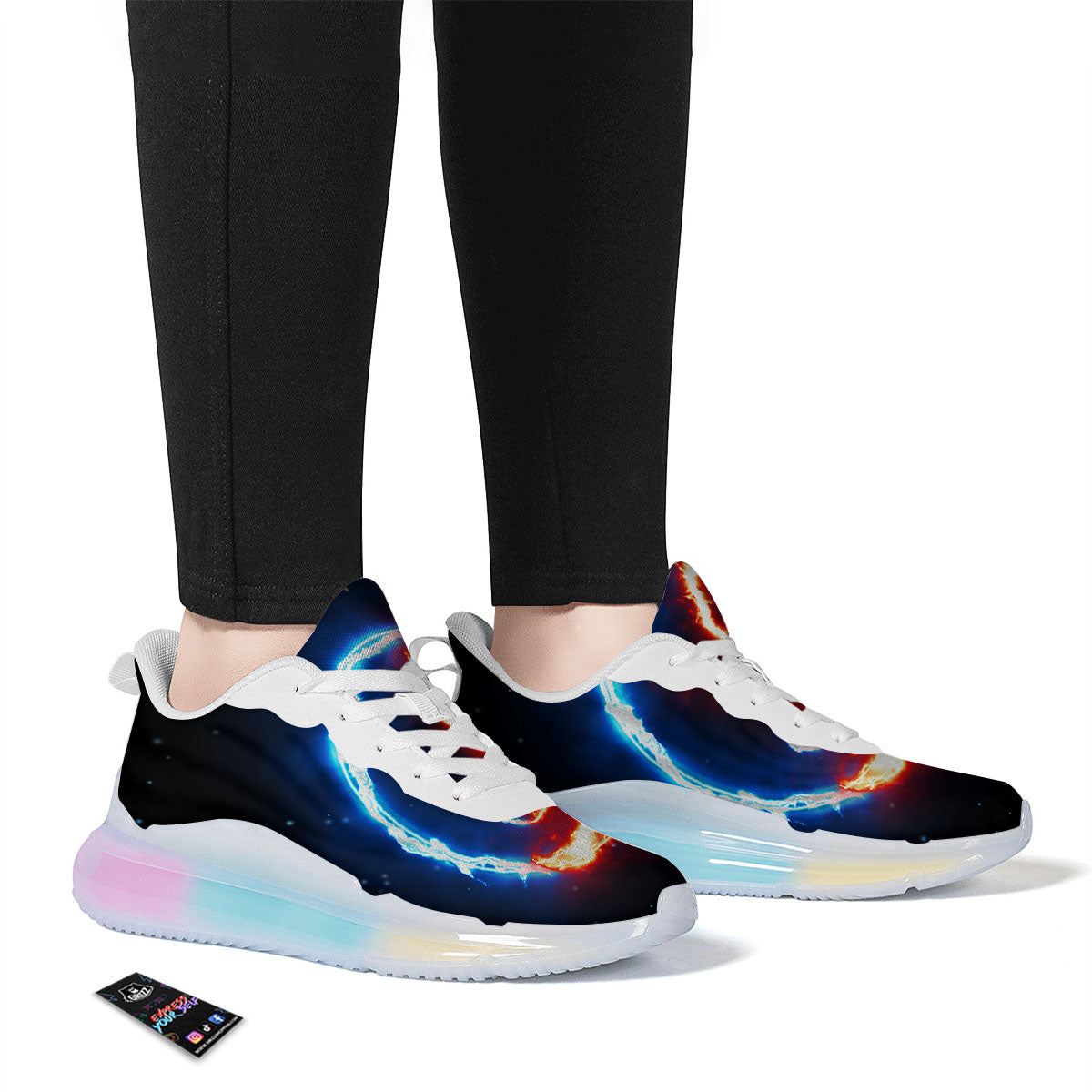 Fire Yin Yang Blue And Red Print Running Sneakers-grizzshop