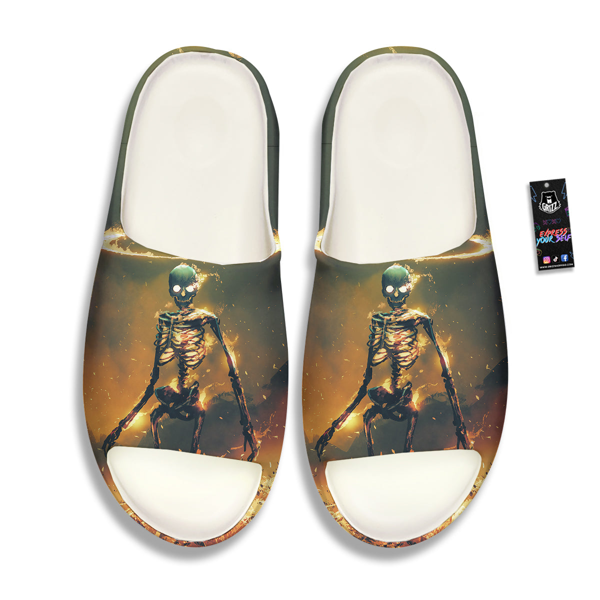 Fire Skeleton Print Sandals-grizzshop