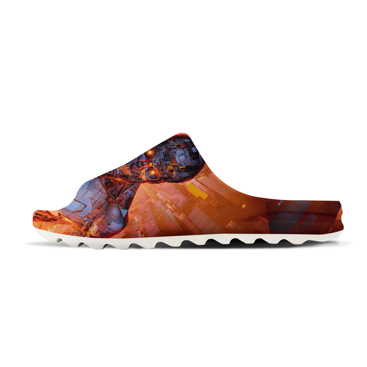 Fire Skeleton Robot Print Sandals-grizzshop