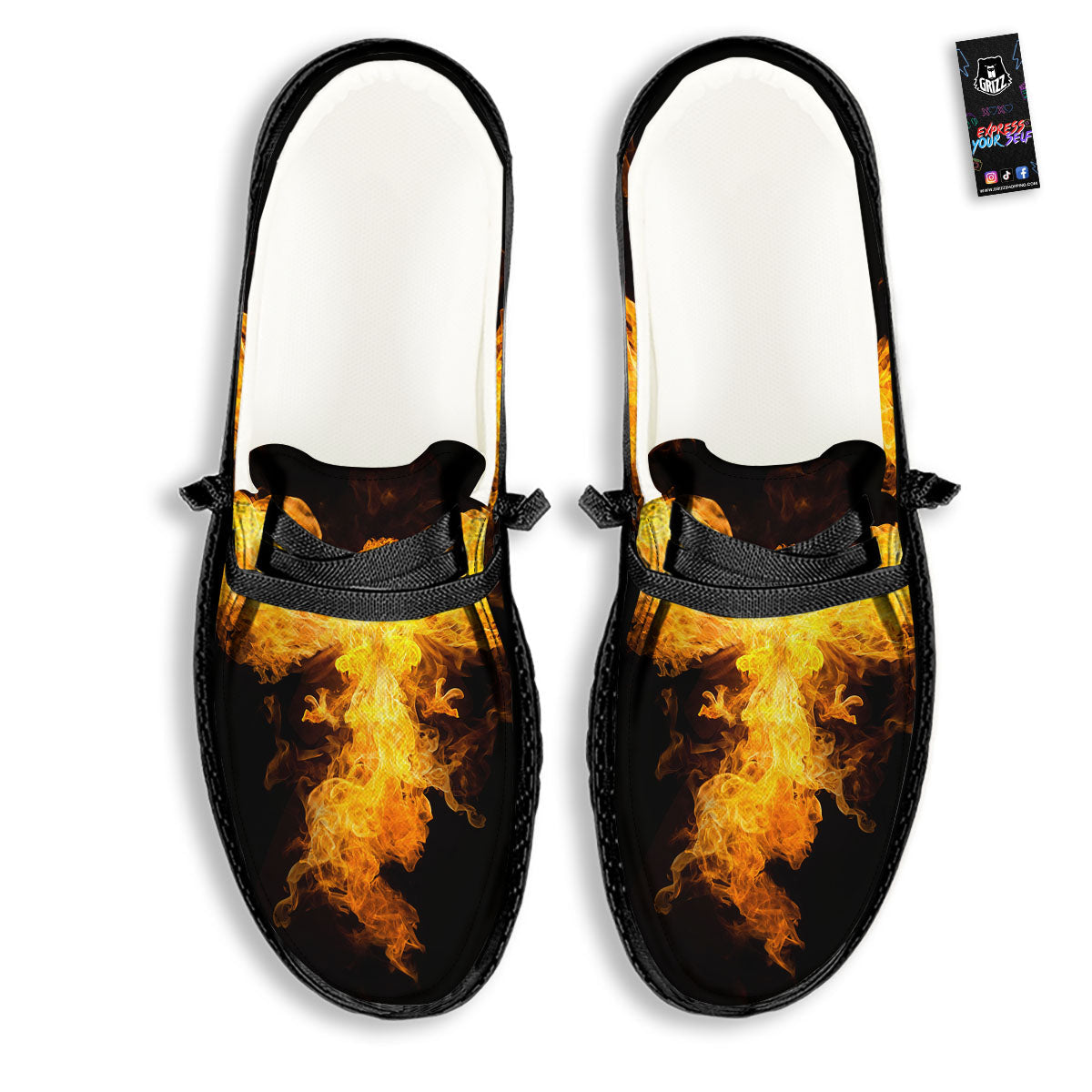 Firebird Phoenix Print Black Loafers-grizzshop