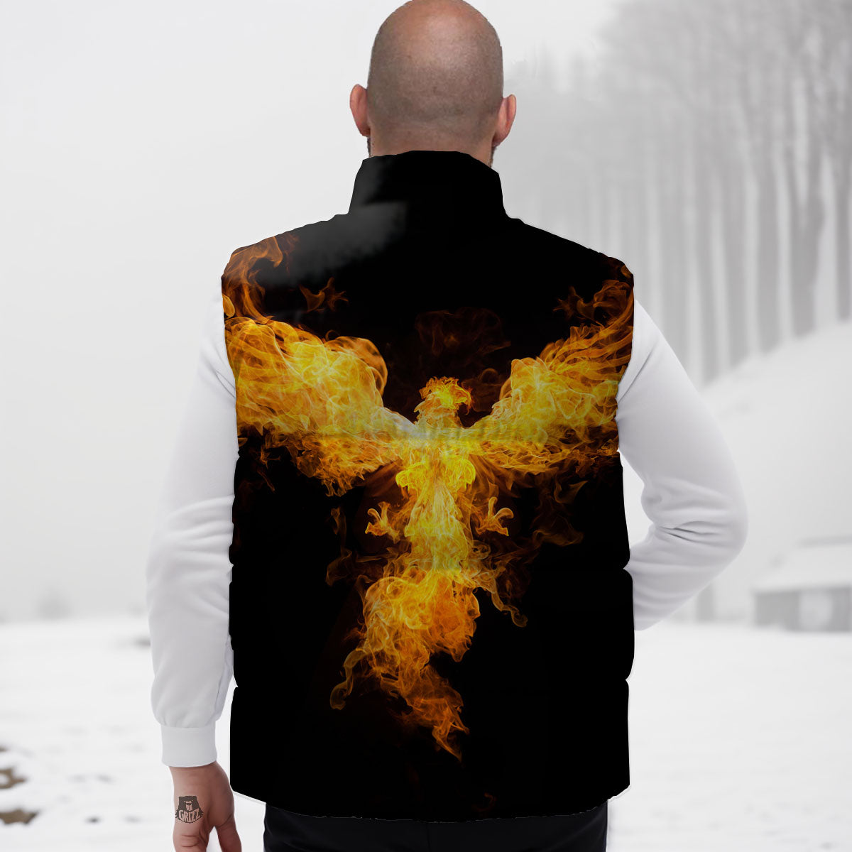 Firebird Phoenix Print Down Vest-grizzshop