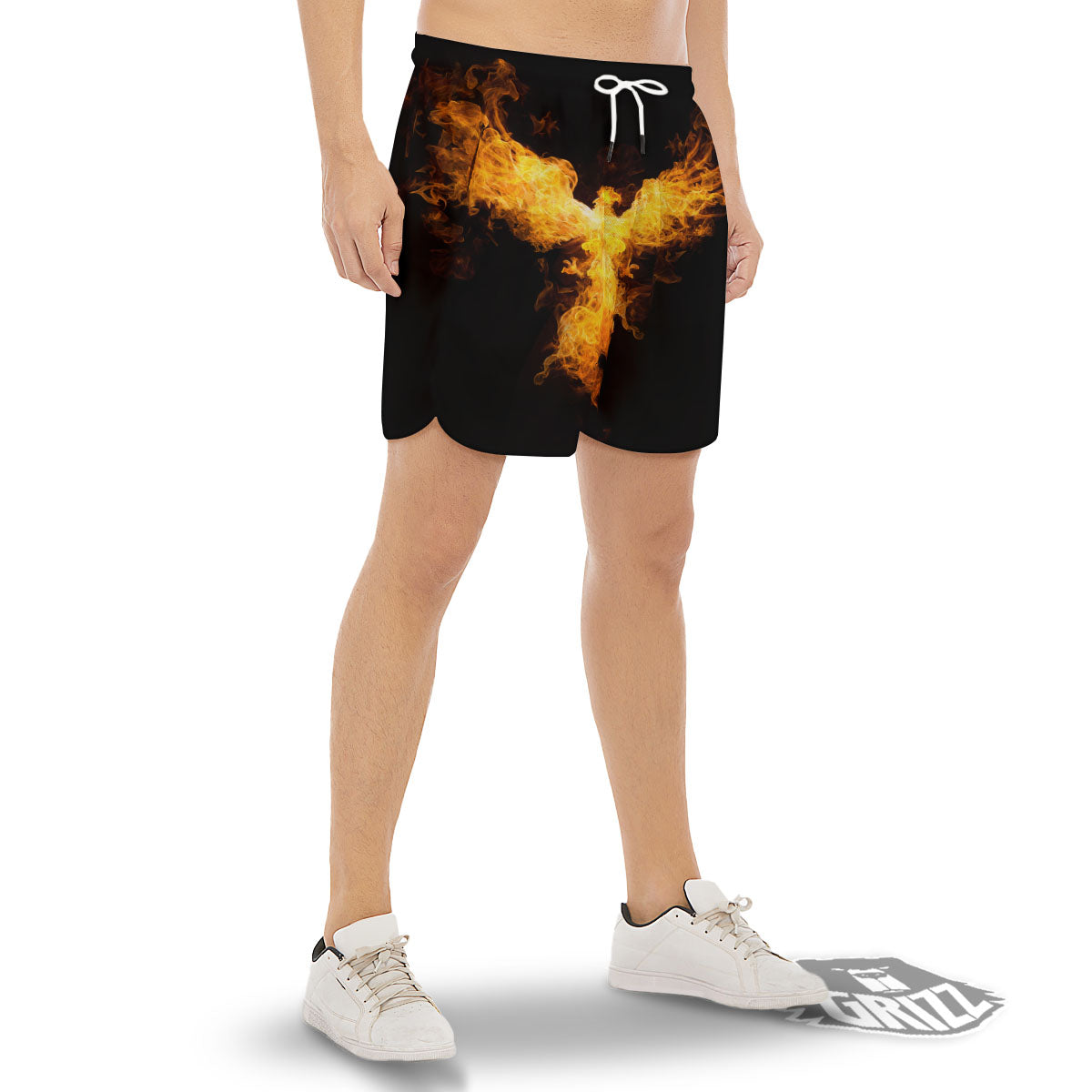 Firebird Phoenix Print Men's Gym Shorts-grizzshop