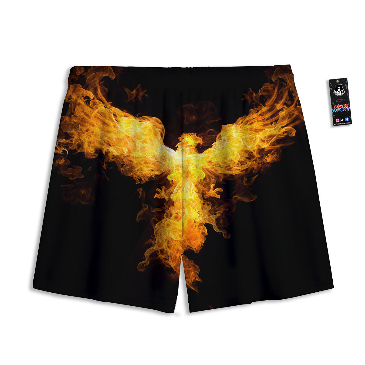 Firebird Phoenix Print Mesh Shorts