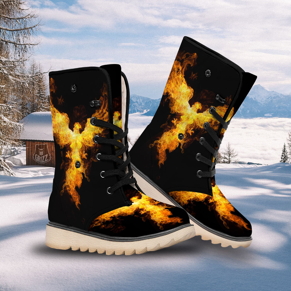 Firebird Phoenix Print Snow Boots-grizzshop