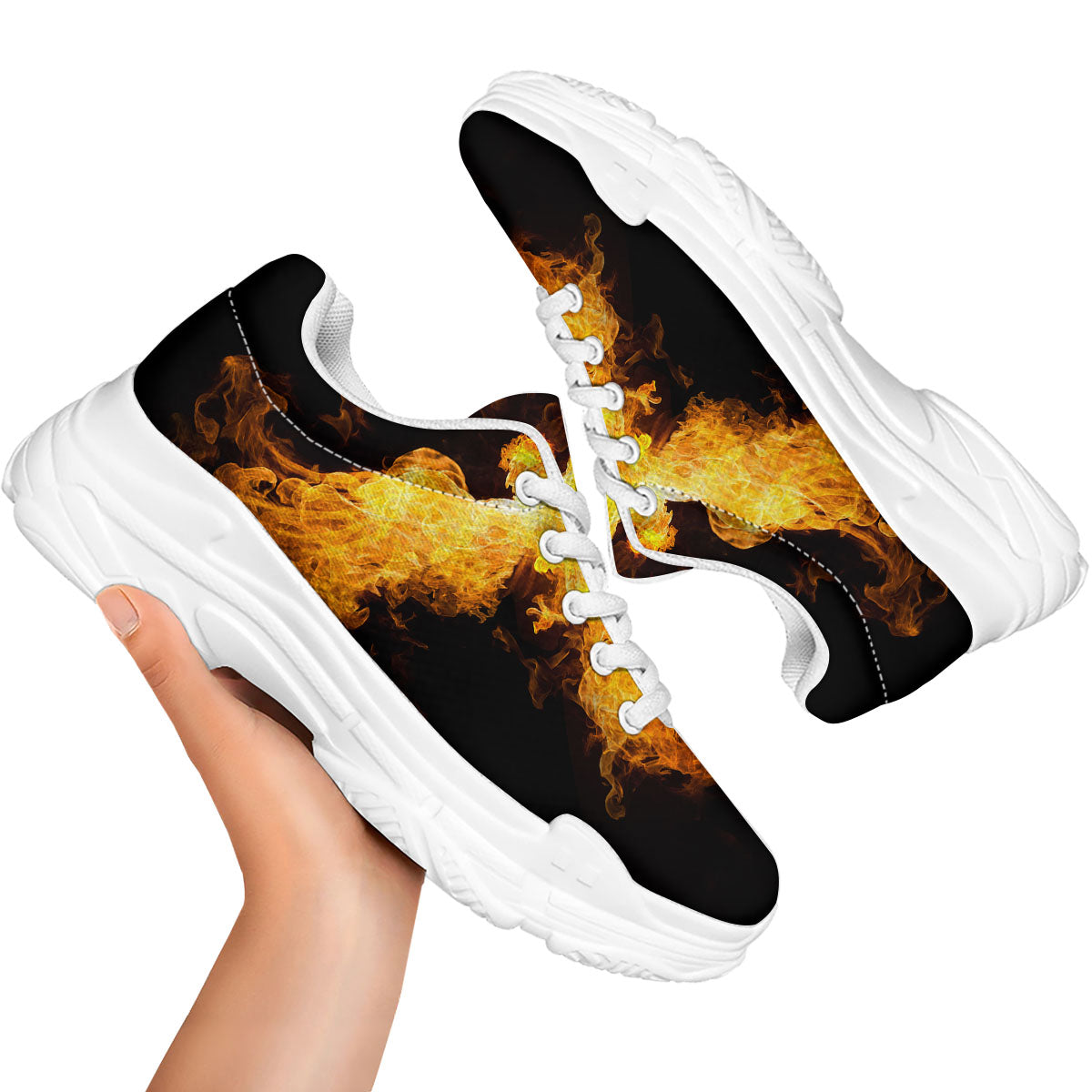 Firebird Phoenix Print White Chunky Shoes-grizzshop
