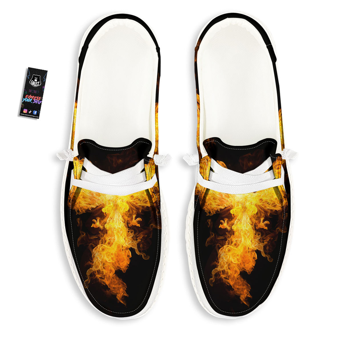 Firebird Phoenix Print White Loafers-grizzshop