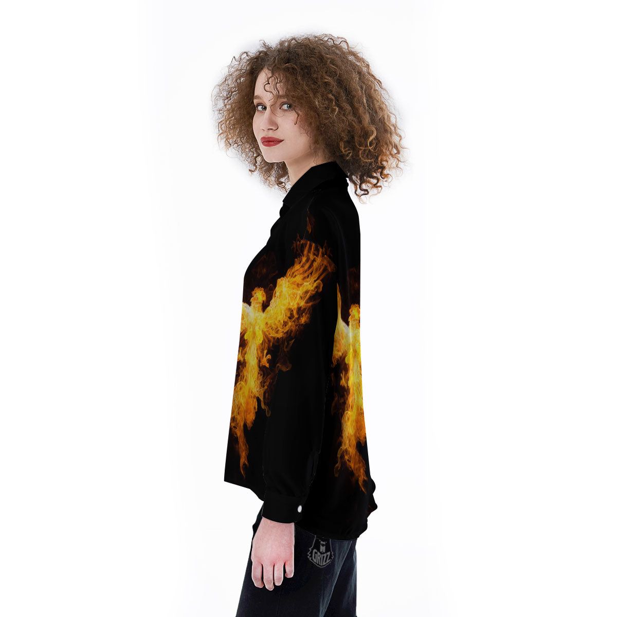 Firebird Phoenix Print Women's Long Sleeve Shirts-grizzshop