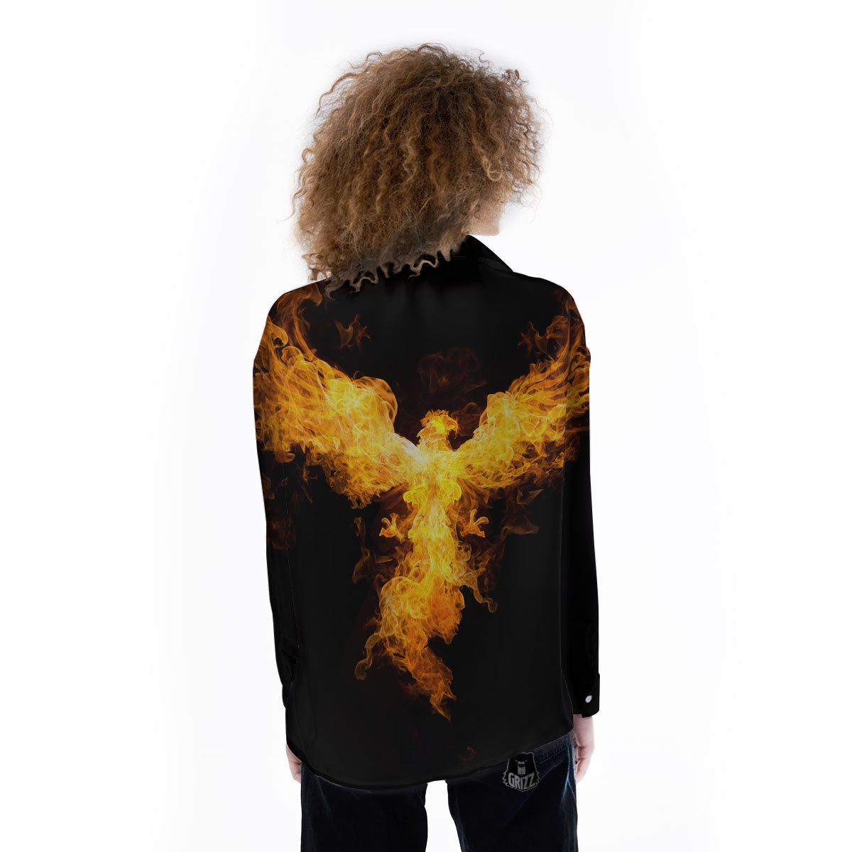 Firebird Phoenix Print Women's Long Sleeve Shirts-grizzshop