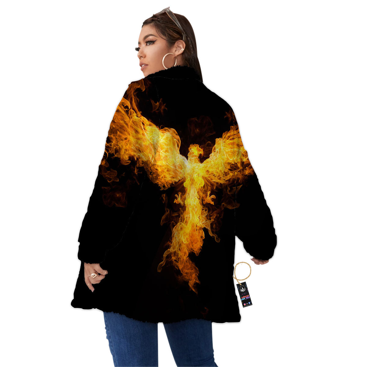 Firebird Phoenix Print Women's Sherpa Jacket-grizzshop